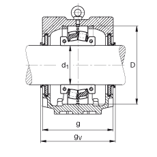 FAG直立式轴承座 SNV250-L + 222S.415 + DHV528, 根据 DIN 736/DIN737 标准的主要尺寸，剖分的调心滚子轴承，V 型圈密封，脂和油润滑