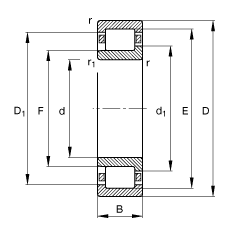 FAG圆柱滚子轴承 NJ252-E-M1, 根据 DIN 5412-1 标准的主要尺寸, 半定位轴承, 可分离, 带保持架