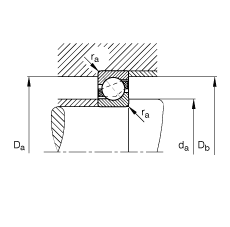 FAG角接触球轴承 7313-B-JP, 根据 DIN 628-1 标准的主要尺寸，接触角 α = 40°