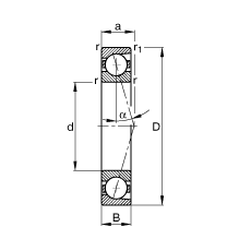 FAG主轴轴承 B7240-C-T-P4S, 调节，成对安装，接触角 α = 15°，限制公差