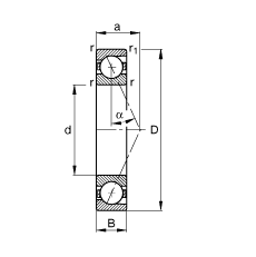 FAG主轴轴承 B71914-E-T-P4S, 调节，成对或单元安装，接触角 α = 25°，限制公差