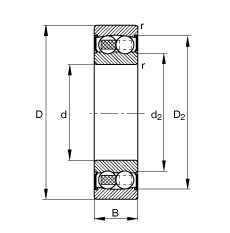 FAG自调心球轴承 2311-2RS-TVH, 根据 DIN 630 标准的主要尺寸, 两侧唇密封