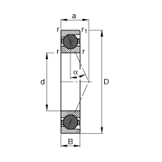FAG主轴轴承 HCB7210-E-T-P4S, 调节，成对或单元安装，接触角 α = 25°，陶瓷球，限制公差