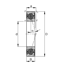 FAG主轴轴承 HCB7213-C-2RSD-T-P4S, 调节，成对或单元安装，接触角 α = 15°，陶瓷球，两侧唇密封，非接触，限制公差