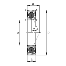 FAG主轴轴承 HCB71902-E-2RSD-T-P4S, 调节，成对或单元安装，接触角 α = 25°，陶瓷球，两侧唇密封，非接触，限制公差