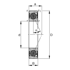 FAG主轴轴承 HCB71915-E-2RSD-T-P4S, 调节，成对或单元安装，接触角 α = 25°，陶瓷球，两侧唇密封，非接触，限制公差