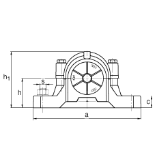 FAG直立式轴承座 SNV110-L + 222SM55-TVPA + FSV512, 根据 DIN 736/DIN737 标准的主要尺寸，剖分的调心滚子轴承，毛毡密封，脂和油润滑