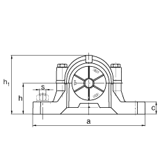 FAG直立式轴承座 SNV090-L + 2308-TVH + FSV308, 根据 DIN 738/DIN739 标准的主要尺寸，剖分，带圆柱孔和紧定套的自调心球轴承，毛毡密封，脂和油润滑