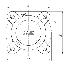 FAG法兰式轴承座 F520-A-L + 1220-K-M-C3, 方形的，用于带锥孔和紧定套的轴承，毡密封，脂润滑
