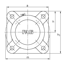 FAG法兰式轴承座 F515-A-L + 22215-E1-K, 方形的，用于带锥孔和紧定套的轴承，毡密封，脂润滑
