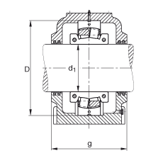 FAG直立式轴承座 SD536-N-FZ-BL-L + 222SM160-TVPA, 剖分的调心滚子轴承，毛毡密封，脂润滑