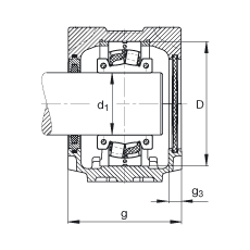 FAG直立式轴承座 SNV110-L + 222SM55-TVPA + FSV512, 根据 DIN 736/DIN737 标准的主要尺寸，剖分的调心滚子轴承，毛毡密封，脂和油润滑