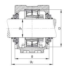 FAG直立式轴承座 SNV110-L + 21310-E1-K + H310X111 + TCV610X111, 根据 DIN 736/DIN737 标准的主要尺寸，剖分，带锥孔和紧定套的调心滚子轴承，Taconite 密封，脂和油润滑