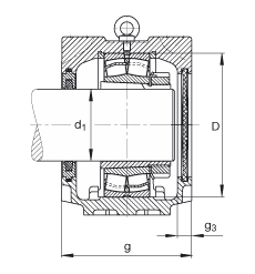 FAG直立式轴承座 SNV250-L + 22228-E1-K + H3128X500 + FSV528X500, 根据 DIN 736/DIN737 标准的主要尺寸，剖分，带锥孔和紧定套的调心滚子轴承，毛毡密封，脂和油润滑