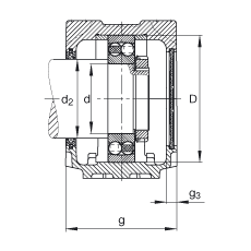 FAG直立式轴承座 SNV125-L + 2214-M + FSV214, 根据 DIN 738/DIN739 标准的主要尺寸，剖分，带圆柱孔和紧定套的自调心球轴承，毛毡密封，脂和油润滑