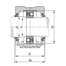 FAG直立式轴承座 SNV180-L + 1220-M + DHV220, 根据 DIN 738/DIN739 标准的主要尺寸，剖分，带圆柱孔和紧定套的自调心球轴承，V型圈密封，脂和油润滑