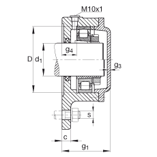 FAG法兰式轴承座 F510-A-L + 20210-K-TVP-C3, 三角的，用于带锥孔和紧定套的轴承，毡密封，脂润滑