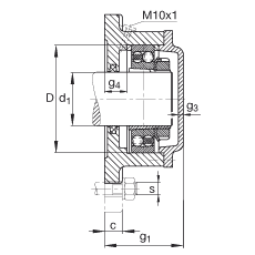 FAG法兰式轴承座 F520-A-L + 1220-K-M-C3, 方形的，用于带锥孔和紧定套的轴承，毡密封，脂润滑