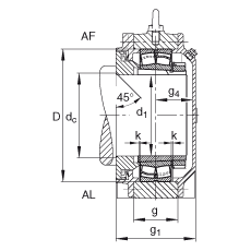 FAG直立式轴承座 BND3230-H-C-T-AF-S, 非剖分，用于带锥孔和紧定套的轴承，轴上带法兰，Taconite 密封，脂润滑